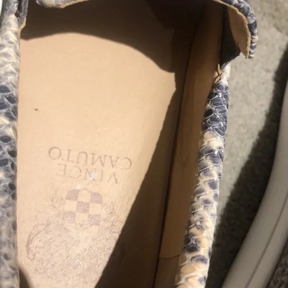 Vince Camuto snakeskin slip ons. Leather upper. Size 7 1/2 slashM/38. Comfy. - Picture 5 of 9